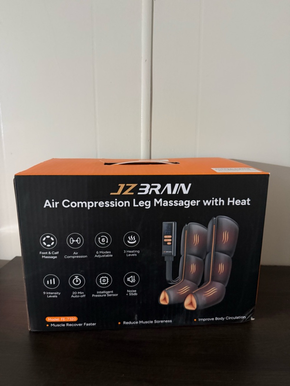 Black Air Compression Leg Massager with Heat